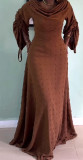 Wrinkled sleeve drawstring three-dimensional wool ball waist cinching dress