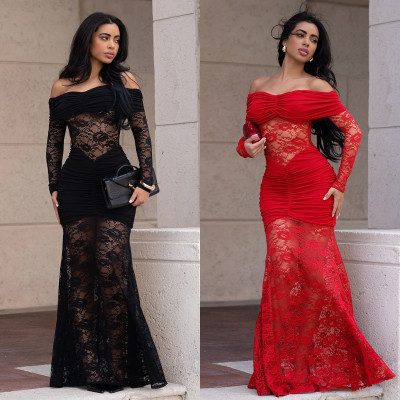 One shoulder lace wrapped hip dress