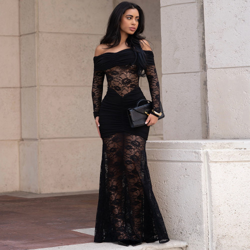 One shoulder lace wrapped hip dress