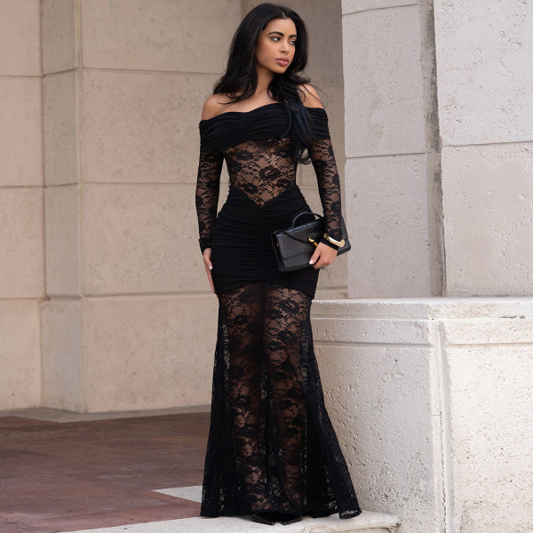 One shoulder lace wrapped hip dress