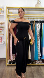 One shoulder casual strap decorative jumpsuit