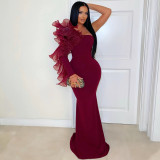 Single lace sleeve slim fit dress