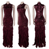 Bead mesh patchwork dress