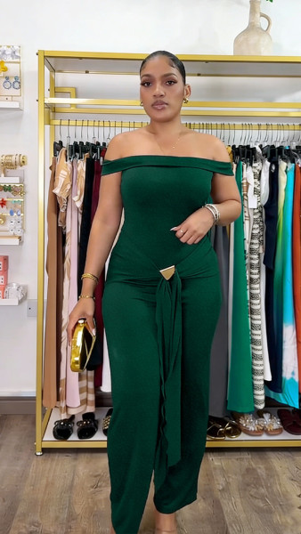 One shoulder casual strap decorative jumpsuit