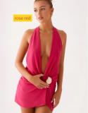 Cross hanging neck backless short skirt dress