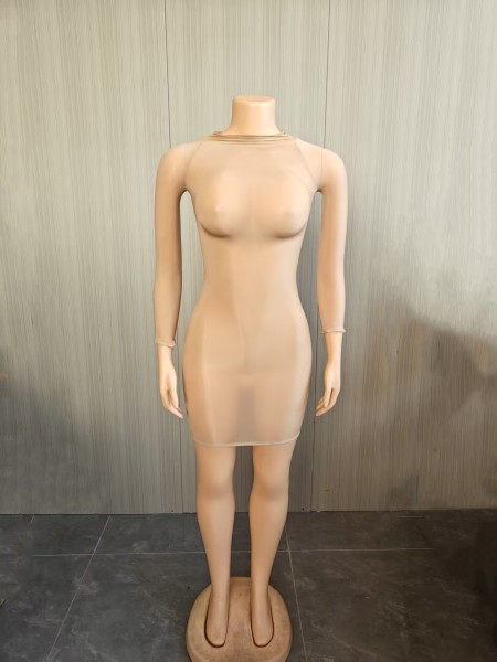 Sexy ultra-elastic glossy body tights with a sexy see-through skirt for nightclubs