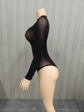 Sexy High-Elastic Bodysuit Shiny Transparent Sexy Socks Underwear