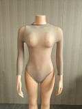 Sexy High-Elastic Bodysuit Shiny Transparent Sexy Socks Underwear