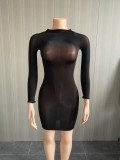 Sexy ultra-elastic glossy body tights with a sexy see-through skirt for nightclubs