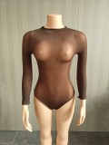 Sexy High-Elastic Bodysuit Shiny Transparent Sexy Socks Underwear