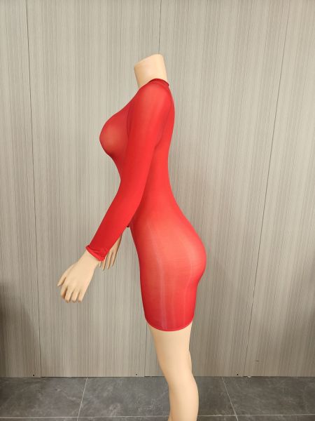 Sexy ultra-elastic glossy body tights with a sexy see-through skirt for nightclubs