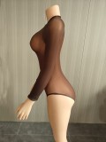 Sexy High-Elastic Bodysuit Shiny Transparent Sexy Socks Underwear