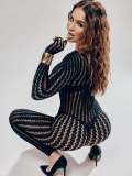 Sexy jumpsuit with sheer stockings, tight fitting and sensual, seductive jumpsuit