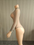 Sexy High-Elastic Bodysuit Shiny Transparent Sexy Socks Underwear