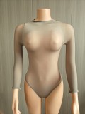 Sexy High-Elastic Bodysuit Shiny Transparent Sexy Socks Underwear