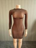 Sexy ultra-elastic glossy body tights with a sexy see-through skirt for nightclubs