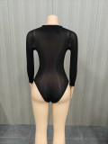 Sexy High-Elastic Bodysuit Shiny Transparent Sexy Socks Underwear