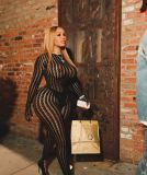 Sexy jumpsuit with sheer stockings, tight fitting and sensual, seductive jumpsuit
