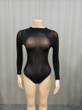 Sexy High-Elastic Bodysuit Shiny Transparent Sexy Socks Underwear