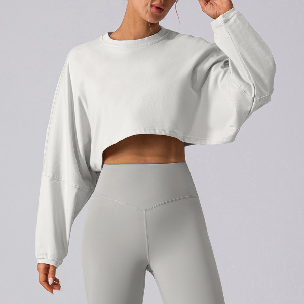 Round neck sweatshirt T-shirt short base loose long sleeved top