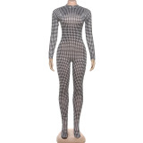 Printed high neck long sleeved jumpsuit