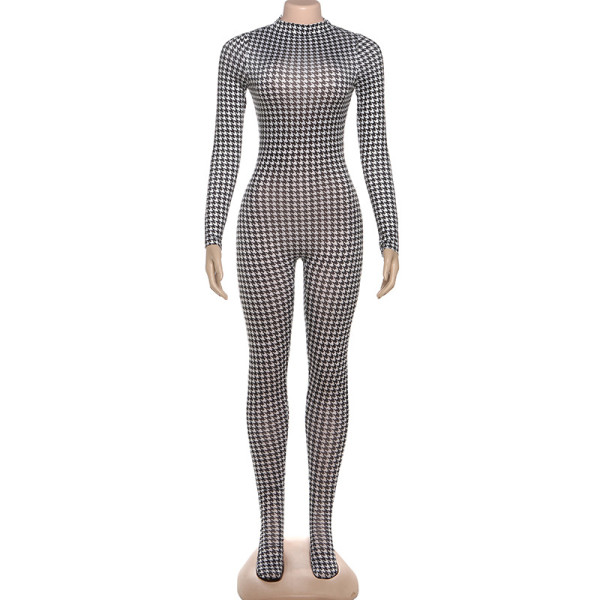 Printed high neck long sleeved jumpsuit