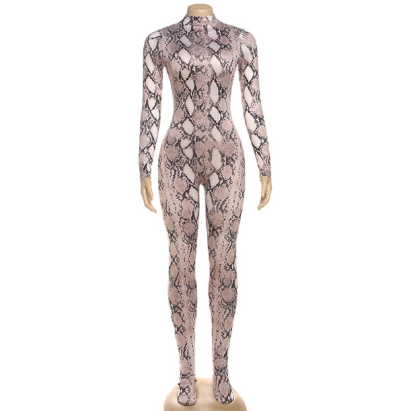 Printed high neck long sleeved jumpsuit