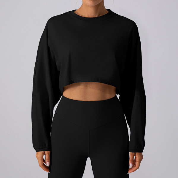 Round neck sweatshirt T-shirt short base loose long sleeved top
