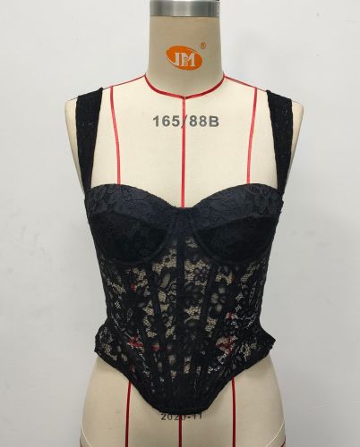 Tight waistband jacquard lace back drawstring fishbone sling