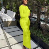 Back hollow woolen long sleeved dress
