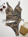 Leopard print one-piece swimsuit