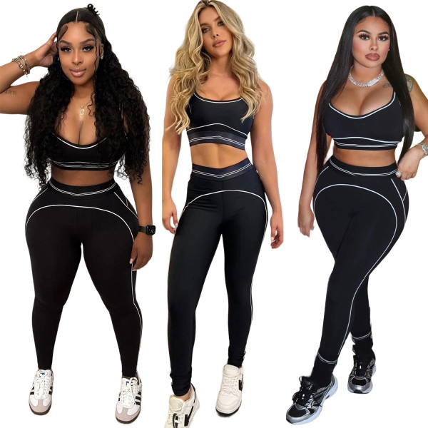 Sleeveless sports vest, high waist, hip lifting, abdominal tightening, fitness yoga suit set