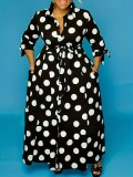 Large size shirt long sleeved polka dot printed dress TB5172