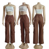 Multi pocket solid color work pants