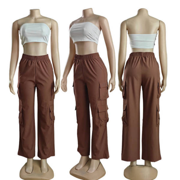 Multi pocket solid color work pants