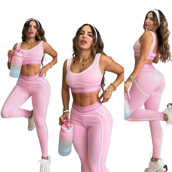 Sleeveless sports vest, high waist, hip lifting, abdominal tightening, fitness yoga suit set