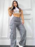 Multi pocket solid color work pants