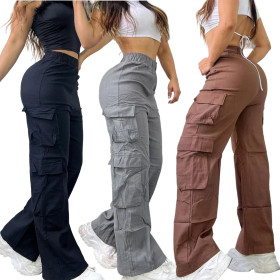 Multi pocket solid color work pants