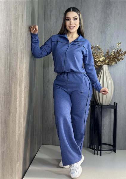 Embroidered letter zipper hoodie with multiple pockets and ankle binding pants set