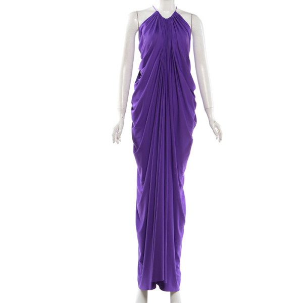 Sleeveless pleated high waisted slit dress