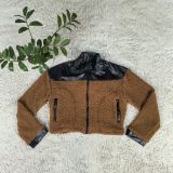 Letter loose warm leather velvet top jacket