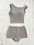 Striped vest shorts set