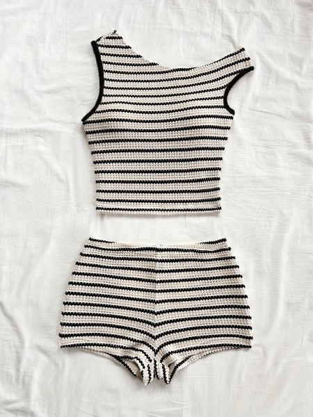 Striped vest shorts set