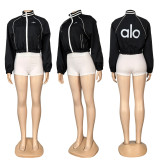 Letter jacket, stand up collar short loose baseball jacket