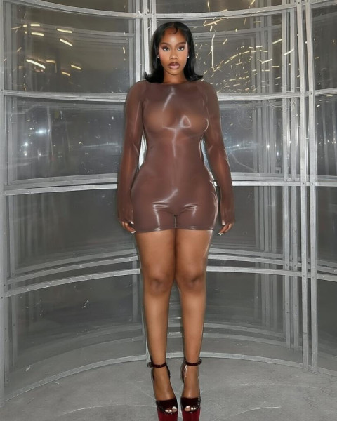 Super elastic glossy body socks, see through jumpsuit shorts