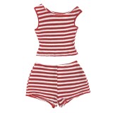 Striped vest shorts set