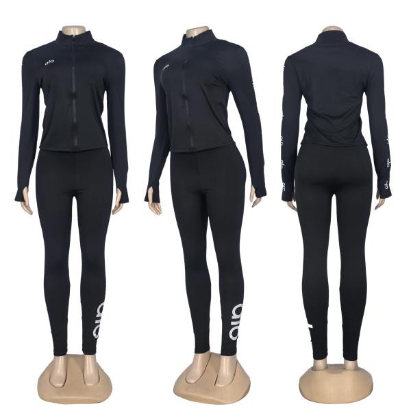 Letter yoga suit high elasticity exercise three piece set