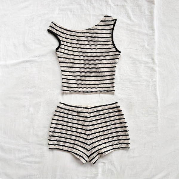 Striped vest shorts set