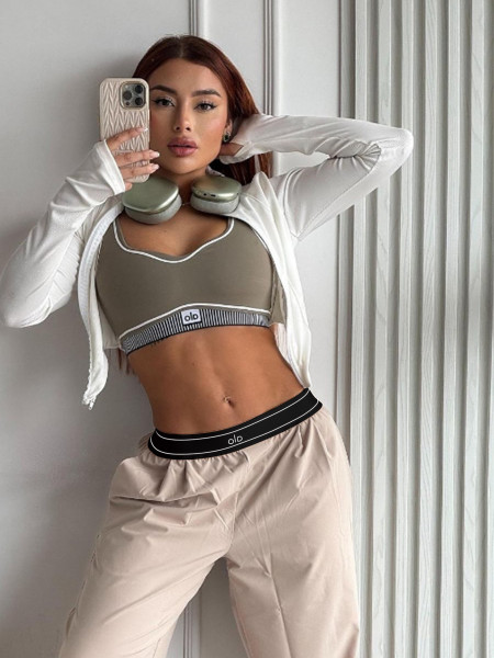 Straight tube loose wide leg pants with elastic waistband embroidered letter pants