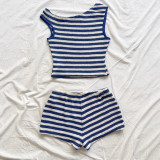 Striped vest shorts set